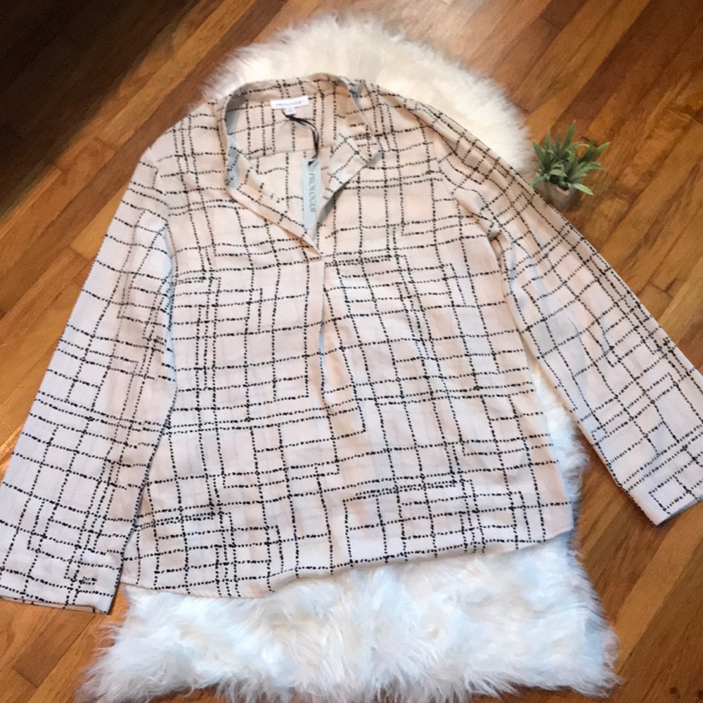 Prologue Plaid Long Sleeve V-Neck